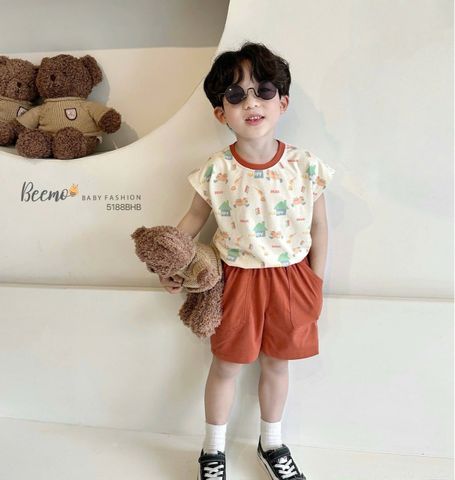 5188BHB - Bộ thun sát nách Beemo in khủng long size 1-6y