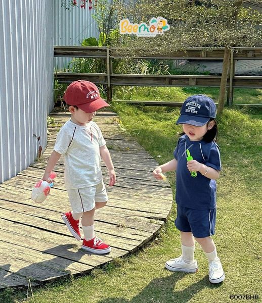 6007BHB - Bộ cotton phối lé Beemo 2 màu cho bé size 1-5y