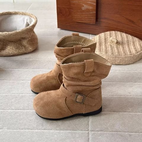 X09 - Bốt da lộn cổ cao vừa nhiều màu cho bé size 23-34