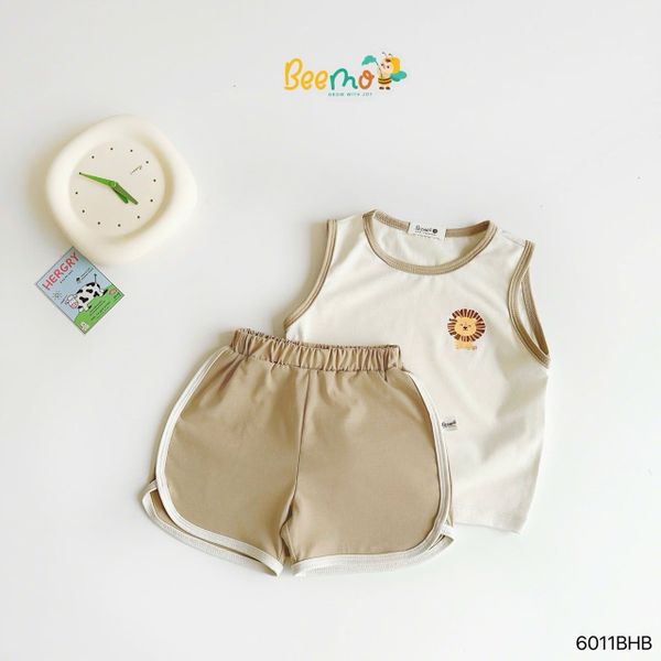 6011BHB - Bộ cotton áo tanktop phối cổ Beemo size 1-5y