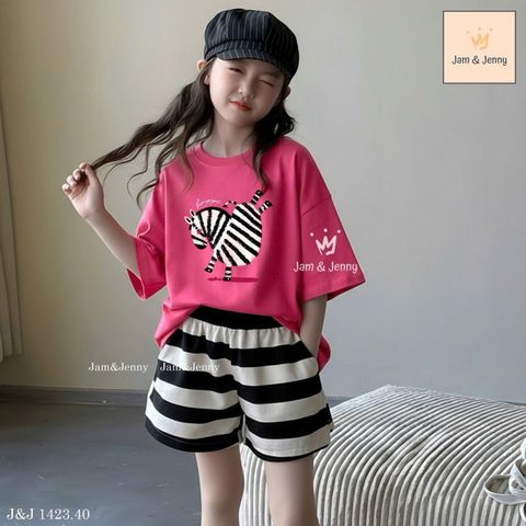 BJJCCĐ.1423 - Set bộ Jam & Jenny màu hồng ngựa size 6-12y
