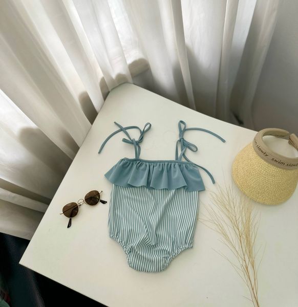 DB00050 - Bộ bơi liền Harifa buộc nơ vai bèo ngực 4 màu size 3m - 6y