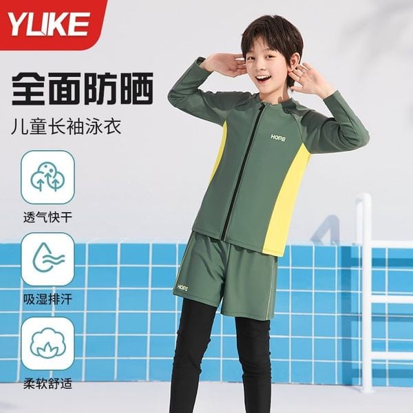 YY2458 - Bộ bơi 2ct YUKE dài tay chống nắng + quần dài HOPE 2 màu cho bé size XL-6XL (120-170)