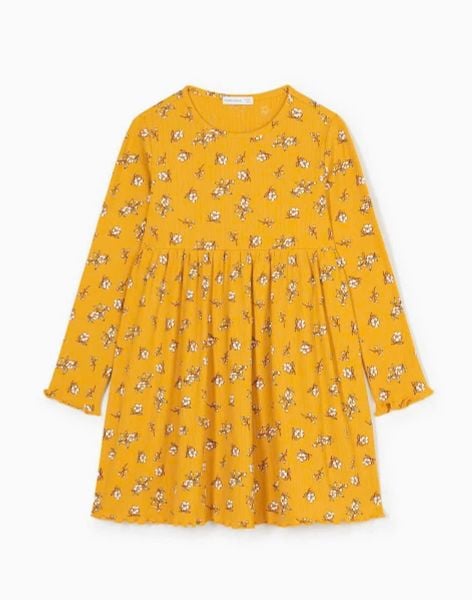 V00014 - Váy thun nhăn / thun tăm hoa nhí 3 màu size 24m - 8y