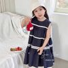 S3464 - Váy Sara Min thô kẻ sọc ngang 2 màu trắng/navy bé gái size 2-12y