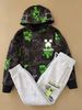 BBT05 - Bộ nỉ MineCraft áo hoodie in tràn - quần ghi size 6 - 15y