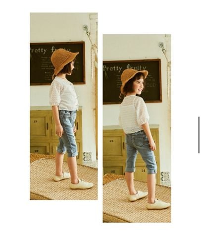 AK72 - Cardigan ren đục lỗ Toto Heros màu trắng tay lỡ BG 110-150