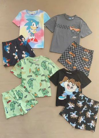 BBT32 - Bộ cotton dư xịn họa tiết Sonic, Ninja rùa, Hot wheels nhiều màu bé trai size 1-8y