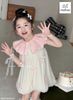 MLSDCC.6648 - Váy Melisa bí vải tơ đính nơ cổ sen hồng size 2-12y