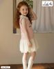 DLACC.590 - Váy Linh An sát nách thân kẻ hồng kitty phối chân bí kem size 2-12y