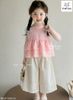 MLSBCC.7368 - Bộ Melisa áo hồng sát nách + quần ren kem bé gái size 2-12y