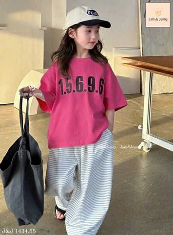 JJBCC.1434 - Bộ Jam & Jenny áo in số + quần kẻ dài size 6-12y