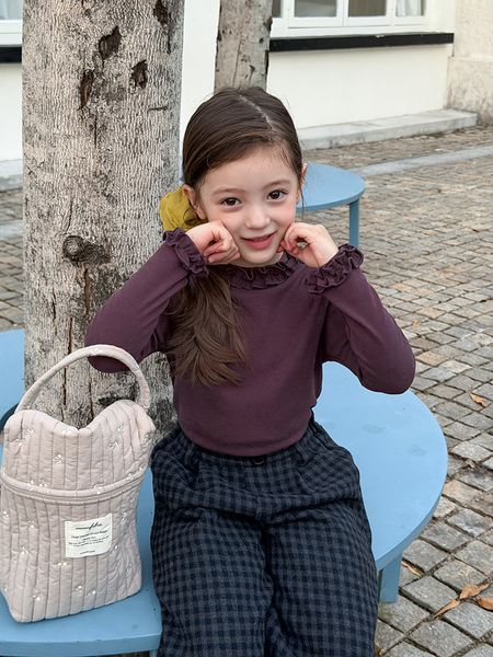 25G038 - Áo thun bé gái chất cotton cổ bèo 3D, chất liệu 47.6% cotton, 47,8% rayon (viscose), 4.6% spandex size 90-170, NSX Huzhou Zhili Kujun Clothing Co., Ltd