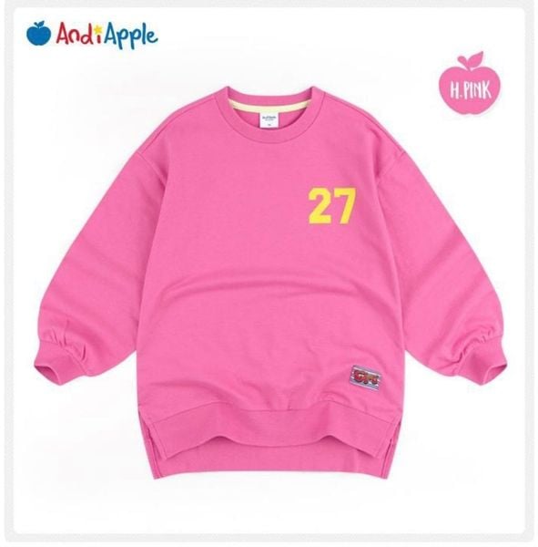 V00171 - Áo váy nỉ da cá màu navy/hồng số 27