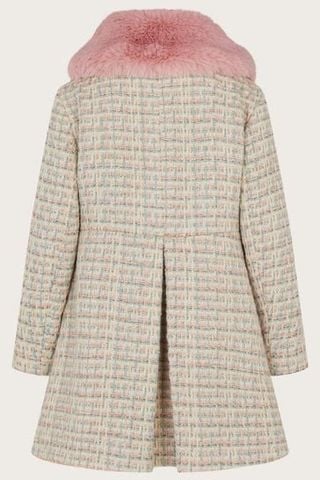 AK81 - Áo dạ tweed CATKIDS phối màu hồng xanh ( cổ lông hồng tháo rời ) size 3 - 10y