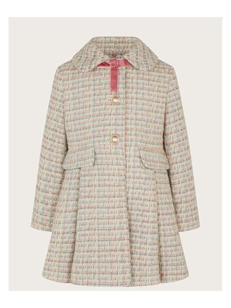 AK81 - Áo dạ tweed CATKIDS phối màu hồng xanh ( cổ lông hồng tháo rời ) size 3 - 10y