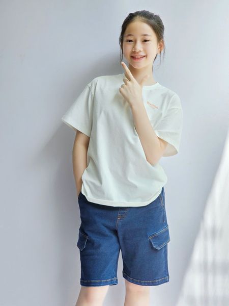 QBT19 - Quần short jean mềm Beemon 2 màu xanh đậm/nhạt cho bé size 120-160