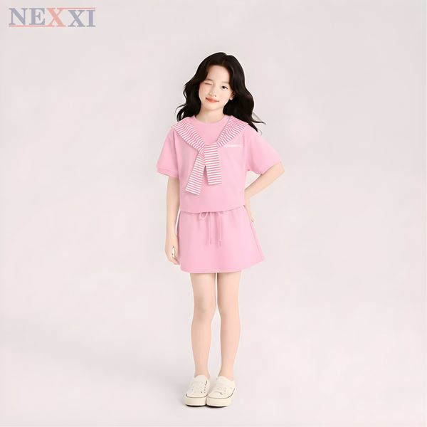 2604.8 - Set bộ Nexxi váy thun dây vai sọc bé gái size 3-14y