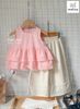 MLSBCC.7368 - Bộ Melisa áo hồng sát nách + quần ren kem bé gái size 2-12y