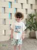 VJ115 - Bộ June with love áo cotton trắng Summer + quần lanh cây dừa size 1 - 10y