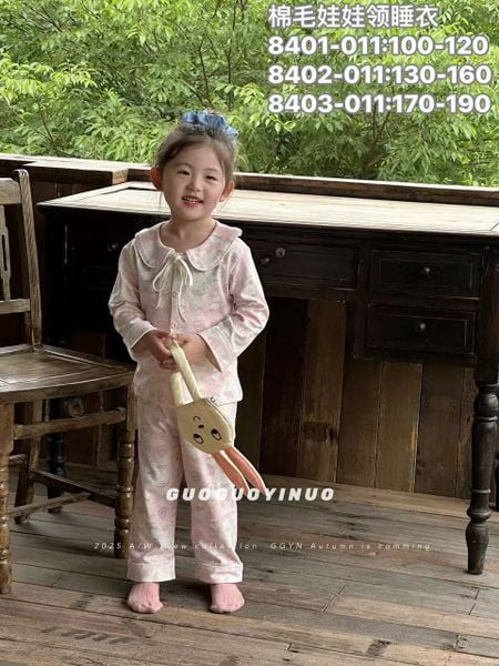 BBG10 - Bộ Pyjama vải thun GuoguoYinuo nhiều màu cho bé gái size 100-190
