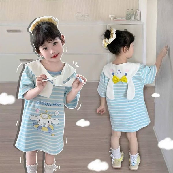 V00074 - Set váy cotton + khăng quàng hoạ tiết Kuromi, Melody, Cinnamon bé gái size 90-130