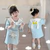 V00074 - Set váy cotton + khăng quàng hoạ tiết Kuromi, Melody, Cinnamon bé gái size 90-130