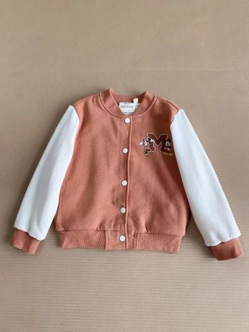 AKBT67 - Áo khoác bomber Disney Mickey màu nâu phối tay be size 1-5y
