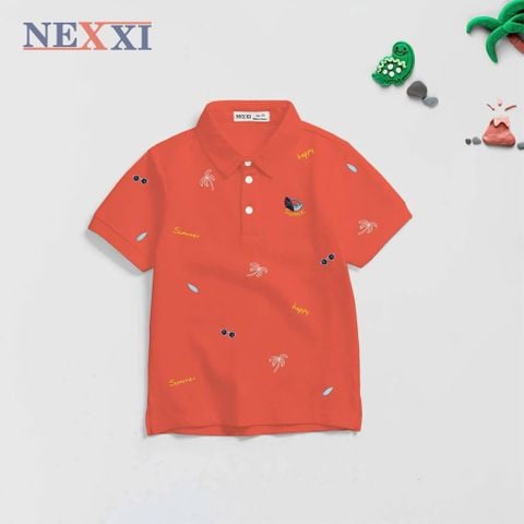 2603.82 - Áo thun Nexxi cổ bẻ họa tiết biển happy size 9-14y