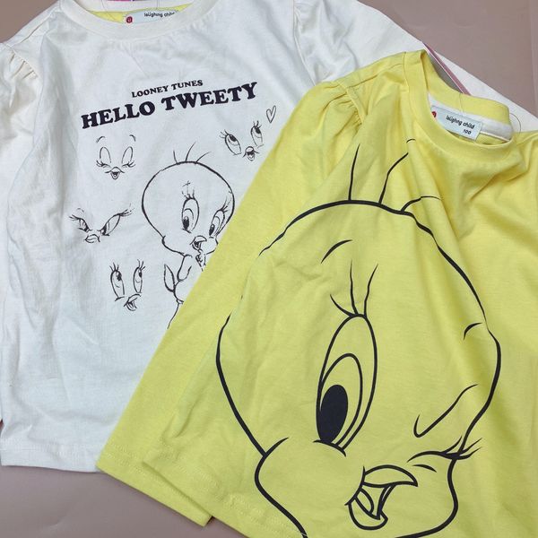 ABG50 - Áo cotton L.C hình vịt 2 màu kem / vàng size 100 - 140