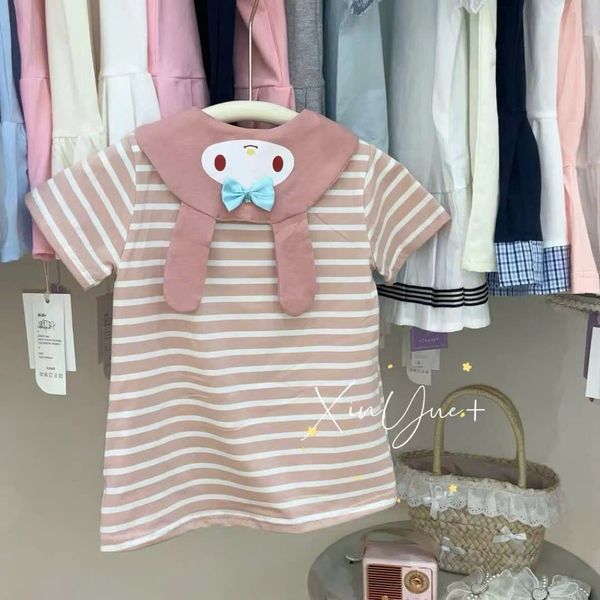 V00074 - Set váy cotton + khăng quàng hoạ tiết Kuromi, Melody, Cinnamon bé gái size 90-130