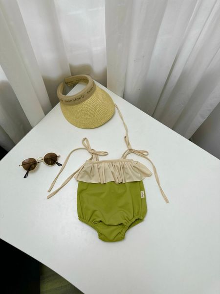 DB00050 - Bộ bơi liền Harifa buộc nơ vai bèo ngực 4 màu size 3m - 6y