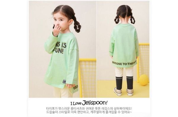 BM39 - Áo váy nỉ da cá JelispooN màu xanh cốm This is Fun