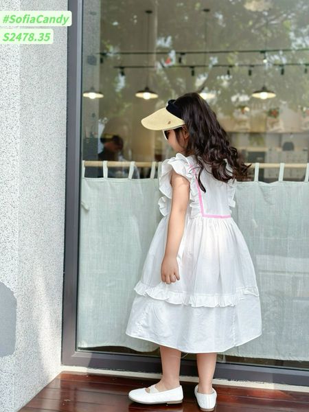 V00035 - Váy Sofia Candy tiểu thư tay cánh tiên thêu hoa ngực nhiều màu BG size 1-10y