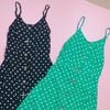 V00051 - Váy lanh hai dây 2 màu chấm bi BG size 5-14y (form bé)