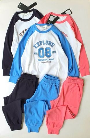 BM2605ST12 - Bộ cotton Beemon rib cổ tròn trẻ em size 120-160