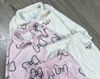 BBG26 - Bộ nỉ GGJJ 2 màu hồng nơ/trắng kem cho bé gái size 2-8y