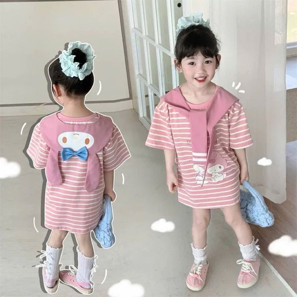 V00074 - Set váy cotton + khăng quàng hoạ tiết Kuromi, Melody, Cinnamon bé gái size 90-130