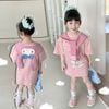 V00074 - Set váy cotton + khăng quàng hoạ tiết Kuromi, Melody, Cinnamon bé gái size 90-130