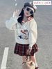 Lu 1626 - Bộ Luca áo cổ thủy thủ kitty + chân váy kẻ caro đỏ bé gái size 2-12y