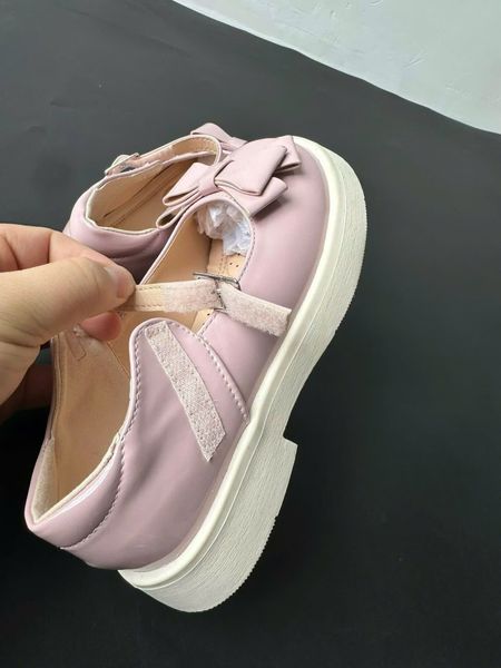 G02 - Giày búp bê đính nơ 2 màu đen/hồng cho bé size 28-32