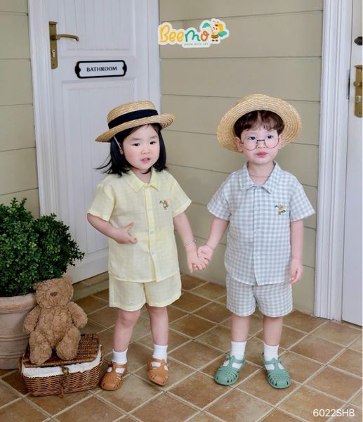 6010BHB - Bộ cotton kẻ Beemo size 1-5y