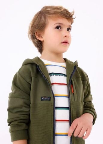 AKBT61 -  Áo khoác nỉ có mũ 2 màu trơn logo núi size 2 - 9y