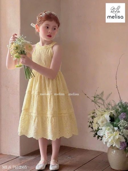 MLSDCC.7613 - Váy yếm Melisa vải thêu nổi 3 màu size 1 - 10y