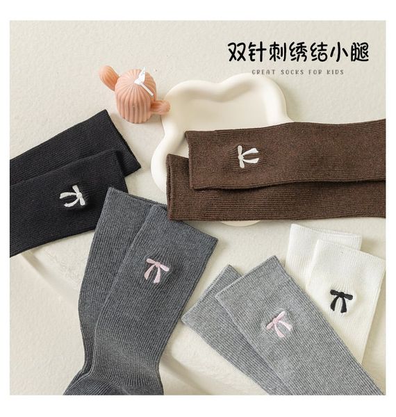 SH2511PK02 - Tất chân len đính nơ cao cỏ, chất liệu cotton + spandex, màu sắc: Trắng, đen, be, nâu, ghi, NSX Thu Truc Sock Processing Factory.