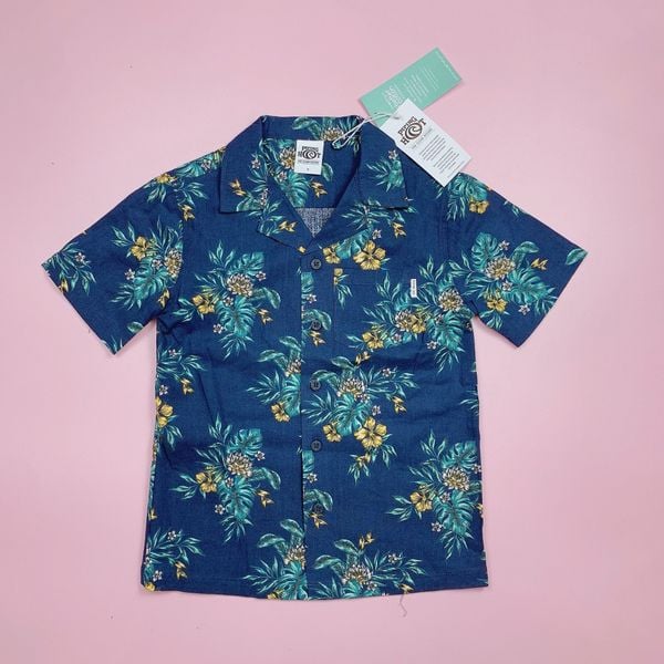 ABT53 - Áo sơ mi thô đũi, lanh Piping Hot hoa lá summer BT size 1-16y