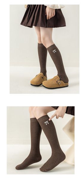 SH2511PK02 - Tất chân len đính nơ cao cỏ, chất liệu cotton + spandex, màu sắc: Trắng, đen, be, nâu, ghi, NSX Thu Truc Sock Processing Factory.