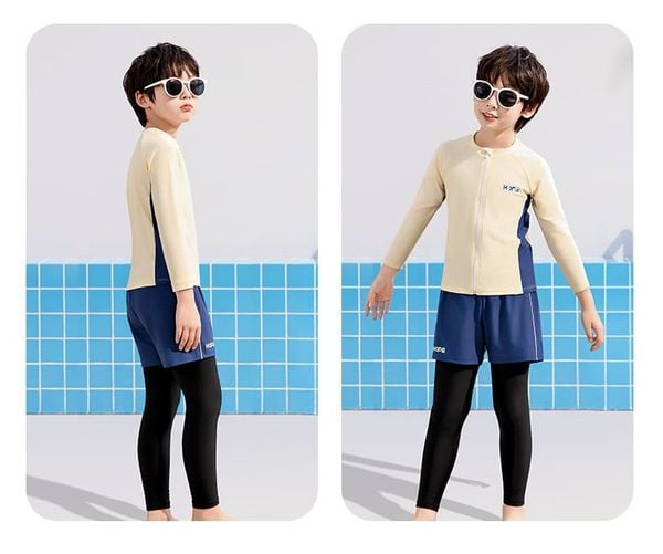 YY2458 - Bộ bơi 2ct YUKE dài tay chống nắng + quần dài HOPE 2 màu cho bé size XL-6XL (120-170)