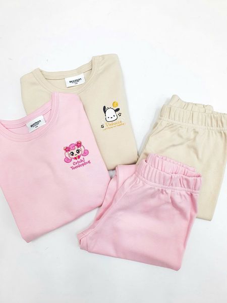 BM2510ST02 - Bộ cotton Beemon 2 màu hồng/be cho bé size 110-150
