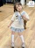 MLSBCC.7777 - Bộ Melisa áo kem in mickey + chân váy kẻ caro xanh size 2-12y